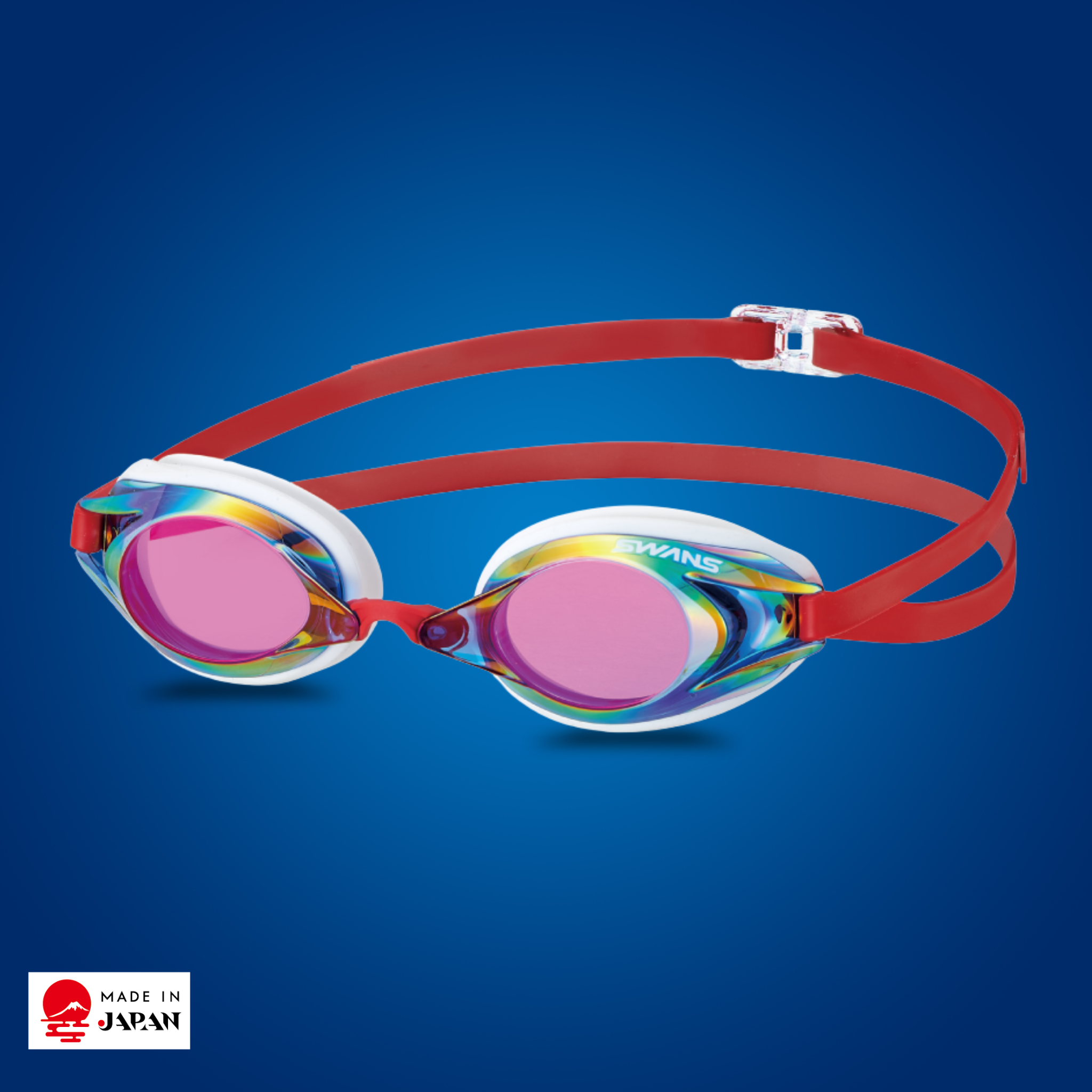 SWANS SR-2M Racing Goggle – Navy Shadow Mirror lens, World Aquatics approved