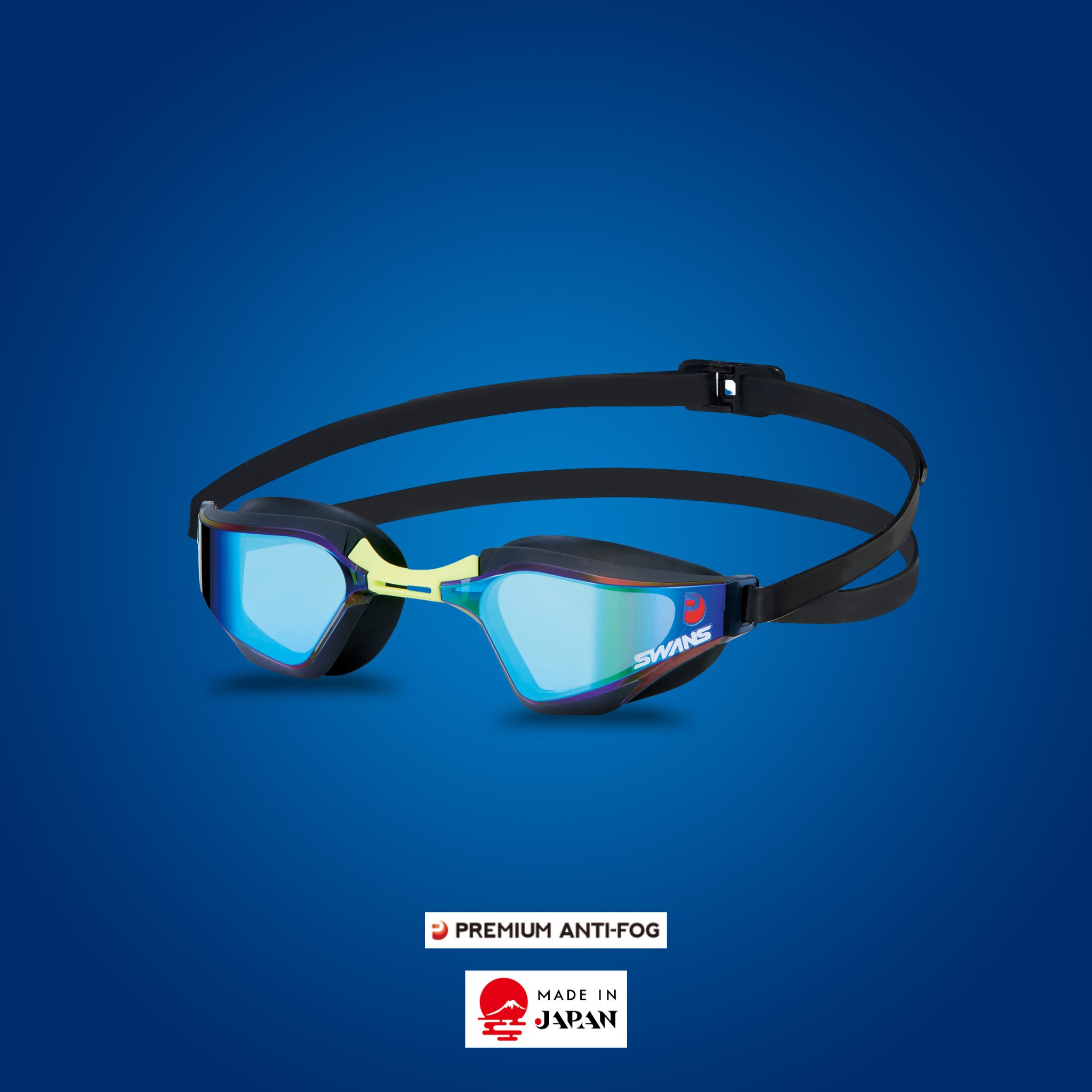 SWANS VALKYRIE SR-72M Premium Anti-Fog Anti-Bacterial Racing Goggle – Ember Smoke Mirror, World Aquatics approved