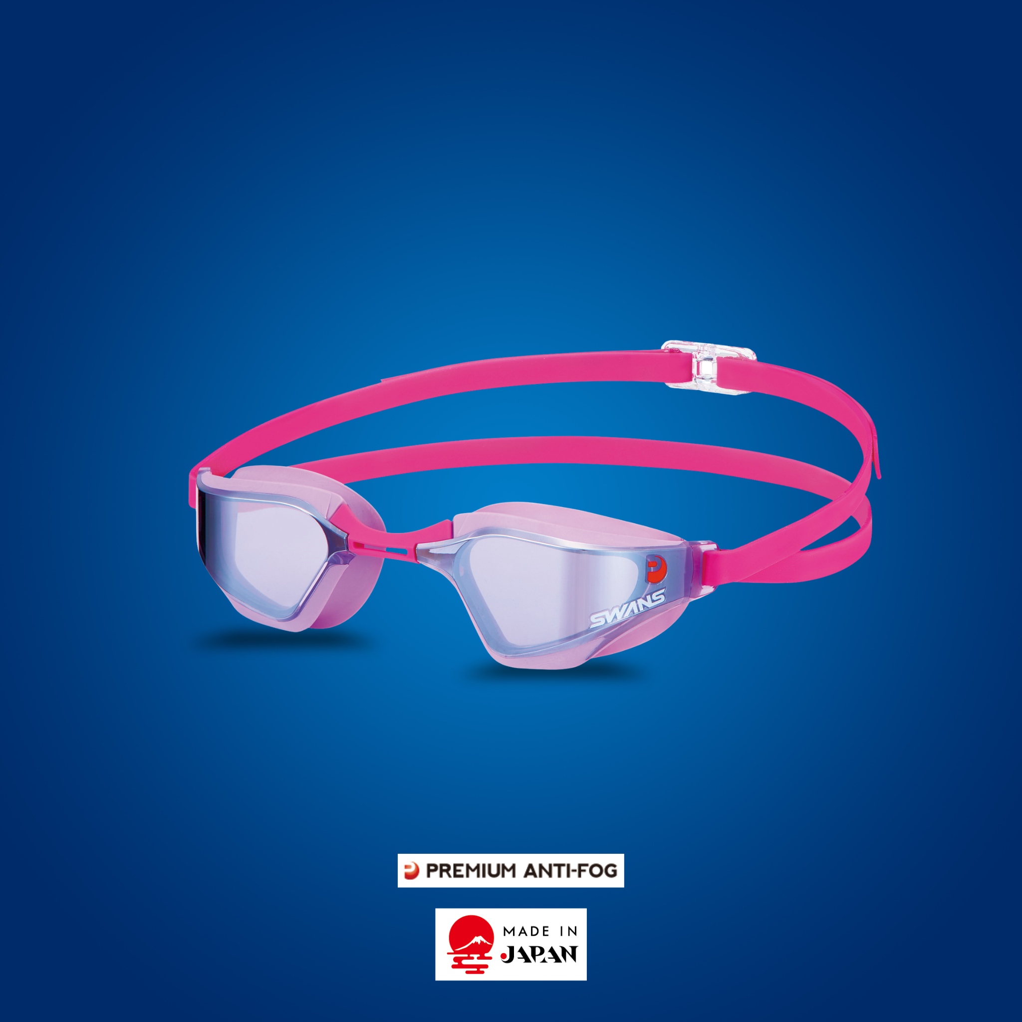 SWANS VALKYRIE SR-72M Premium Anti-Fog Anti-Bacterial Racing Goggle – Light Purple Silver Mirror, World Aquatics approved