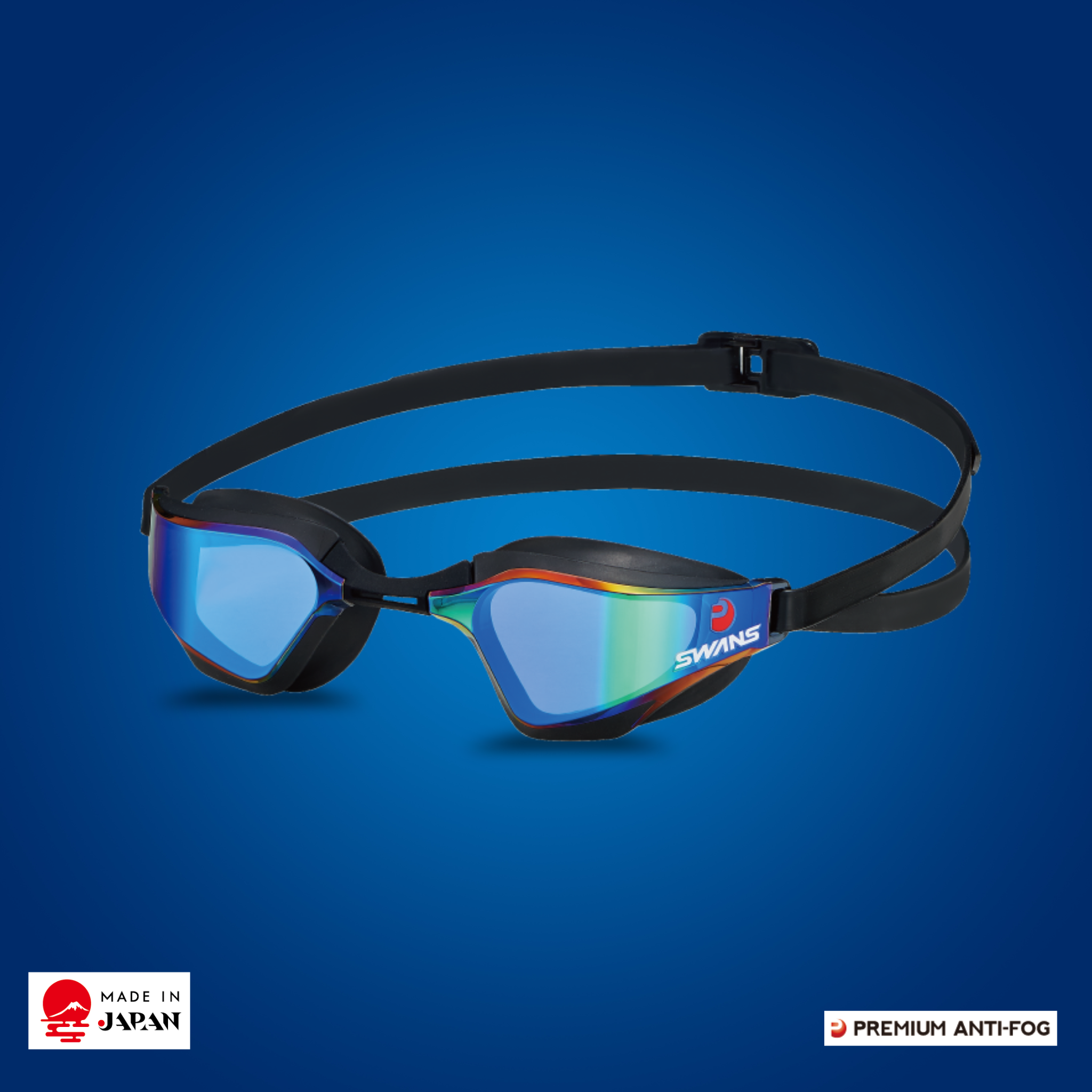 SWANS VALKYRIE SR-72M Premium Anti-Fog Racing Goggle – Ember Smoke Mirror, World Aquatics approved
