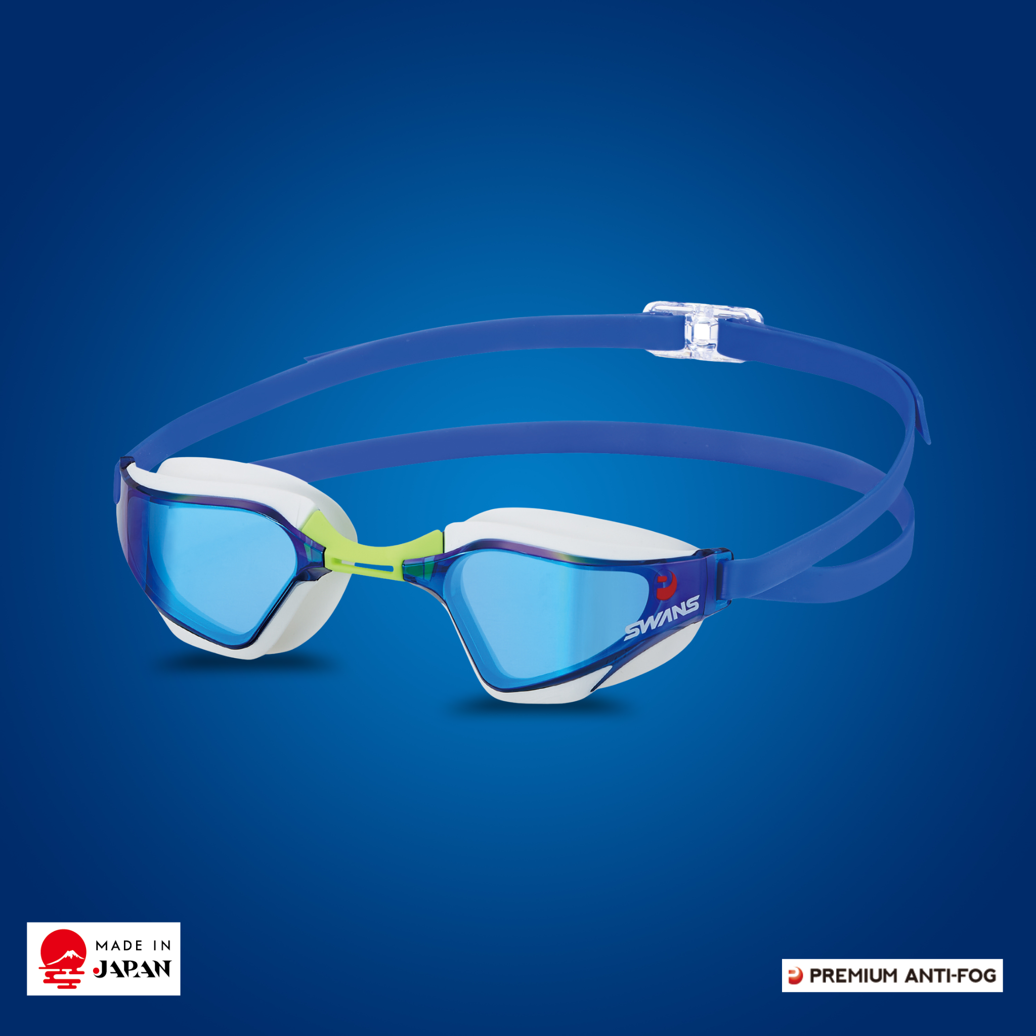 SWANS VALKYRIE SR-72M Premium Anti-Fog Racing Goggle – Navy Mirror, World Aquatics approved