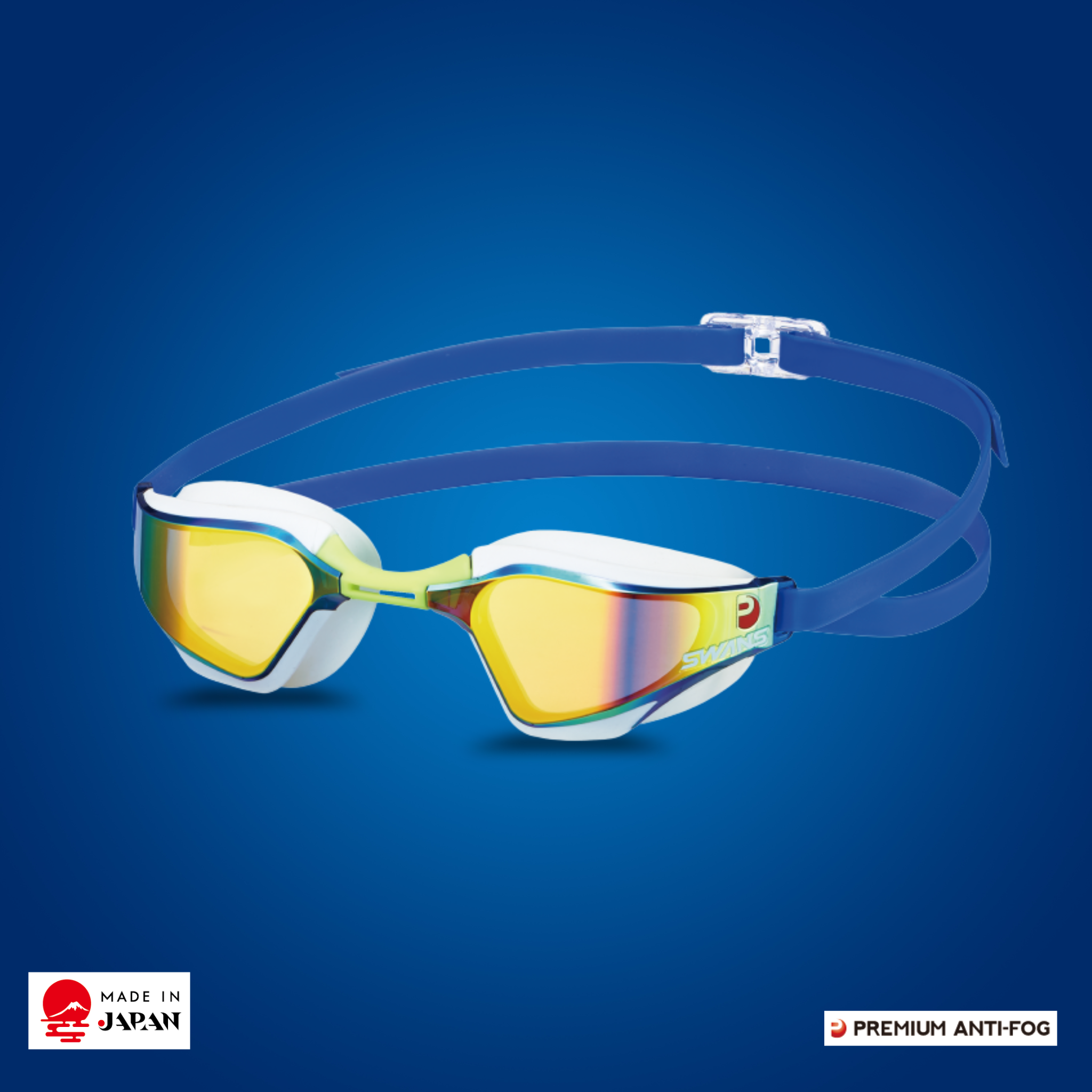 SWANS VALKYRIE SR-72M Premium Anti-Fog Racing Goggle – Navy Orange Mirror, World Aquatics approved